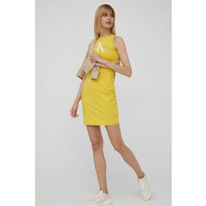 Šaty Calvin Klein Jeans žltá farba, mini, rovný strih vyobraziť