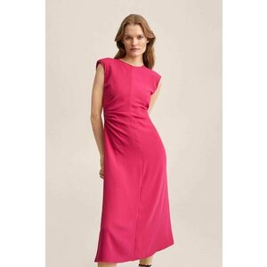 Šaty Mango Delia ružová farba, midi, rovný strih vyobraziť