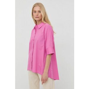 Bavlnená košeľa Gestuz dámska, ružová farba, voľný strih, s klasickým golierom vyobraziť