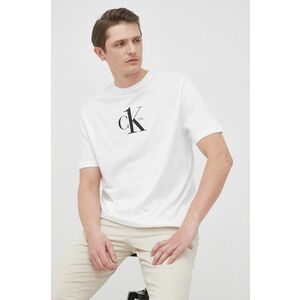 Bavlnené tričko Calvin Klein biela farba, s potlačou vyobraziť