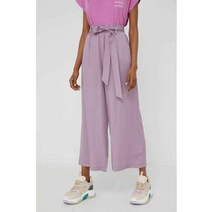 Nohavice Answear Lab dámske, fialová farba, široké, vysoký pás vyobraziť