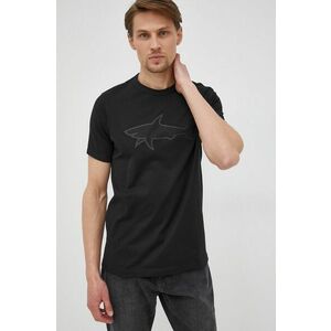 Bavlnené tričko Paul&Shark čierna farba, s nášivkou vyobraziť