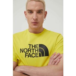Bavlnené tričko The North Face žltá farba, s potlačou vyobraziť
