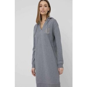 Bavlnené šaty Armani Exchange šedá farba, mini, oversize vyobraziť