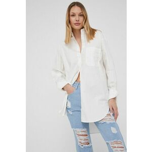 Bavlnená košeľa Answear Lab dámska, biela farba, voľný strih, s klasickým golierom vyobraziť