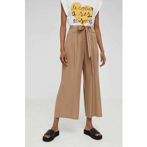 Nohavice Answear Lab dámske, béžová farba, strih culottes, vysoký pás vyobraziť
