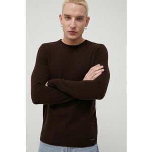 Vlnený sveter Superdry pánsky, hnedá farba, tenký, vyobraziť