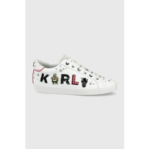 Kožená obuv Karl Lagerfeld Skool biela farba, vyobraziť