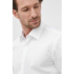 Košeľa Boss pánska, biela farba, slim, s klasickým golierom vyobraziť