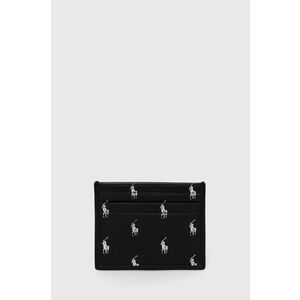 Kožené puzdro na karty Polo Ralph Lauren pánsky, čierna farba vyobraziť