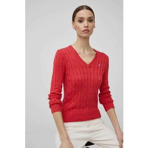 Bavlnený sveter Polo Ralph Lauren dámsky, červená farba, vyobraziť