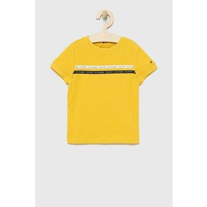 Detské tričko Tommy Hilfiger žltá farba, s nášivkou vyobraziť
