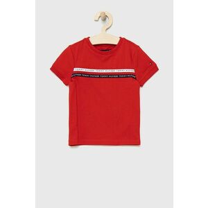 Detské tričko Tommy Hilfiger červená farba, s nášivkou vyobraziť