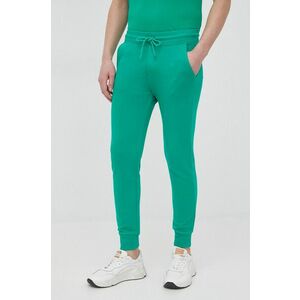 Bavlnené nohavice United Colors of Benetton pánske, zelená farba, jednofarebné vyobraziť