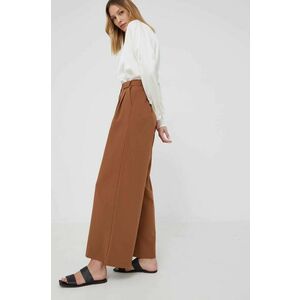 Nohavice Answear Lab dámske, hnedá farba, široké, vysoký pás vyobraziť
