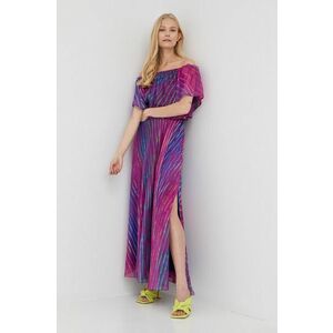 Hodvábne šaty Beatrice B fialová farba, maxi, rovný strih vyobraziť