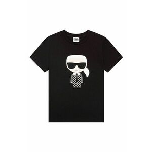 Detské bavlnené tričko Karl Lagerfeld čierna farba, s potlačou vyobraziť