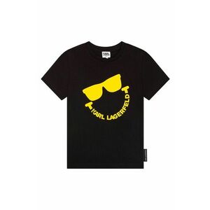 Detské bavlnené tričko Karl Lagerfeld čierna farba, s potlačou vyobraziť