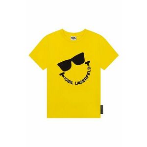 Detské bavlnené tričko Karl Lagerfeld žltá farba, s potlačou vyobraziť