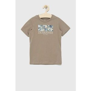 Detské bavlnené tričko Jack & Jones béžová farba, s potlačou vyobraziť