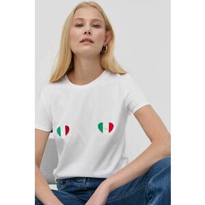 Bavlnené tričko Elisabetta Franchi biela farba, vyobraziť