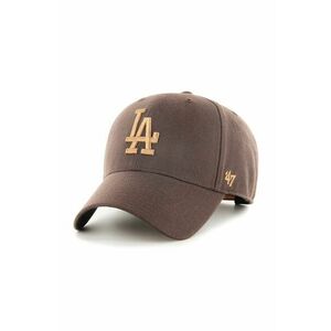 Čiapka 47brand Los Angeles Dodgers hnedá farba, s nášivkou vyobraziť
