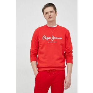 Bavlnená mikina Pepe Jeans George Crew pánska, červená farba, s potlačou vyobraziť