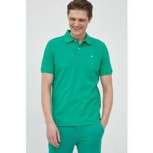 Bavlnené polo tričko United Colors of Benetton zelená farba, jednofarebné vyobraziť