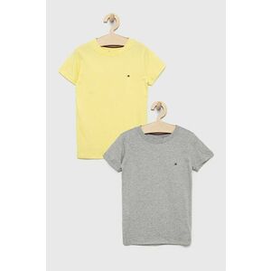 Detské bavlnené tričko Tommy Hilfiger šedá farba, jednofarebné vyobraziť
