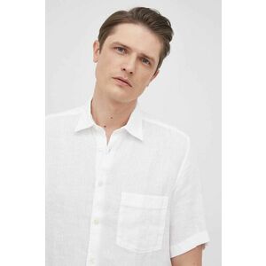 Ľanová košeľa Marc O'Polo pánska, biela farba, regular, s klasickým golierom vyobraziť