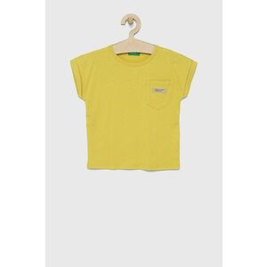 Detské bavlnené tričko United Colors of Benetton žltá farba, vyobraziť