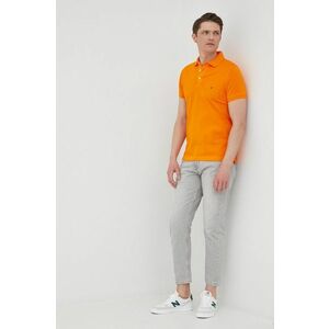 Bavlnené polo tričko Tommy Hilfiger oranžová farba, jednofarebné vyobraziť