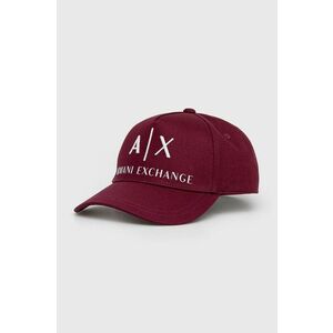 Bavlnená čiapka Armani Exchange bordová farba, s nášivkou vyobraziť