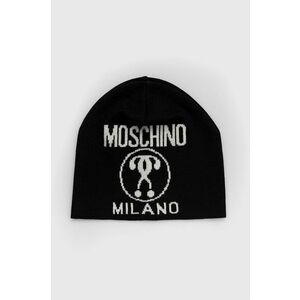 Vlnená čiapka Moschino čierna farba, vlnená vyobraziť