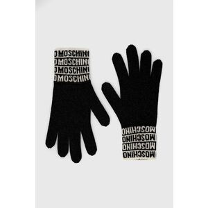 Vlnené rukavice Moschino dámske, čierna farba vyobraziť