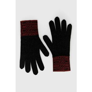 Vlnené rukavice Moschino dámske, čierna farba vyobraziť