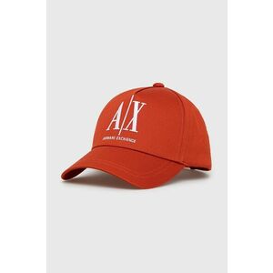 Bavlnená čiapka Armani Exchange červená farba, s nášivkou vyobraziť