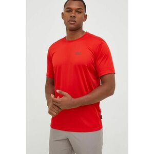 Športové tričko Jack Wolfskin Tech červená farba, jednofarebné vyobraziť