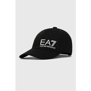 Čiapka EA7 Emporio Armani čierna farba, s nášivkou vyobraziť