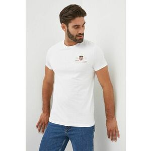Bavlnené tričko Gant biela farba, s nášivkou vyobraziť