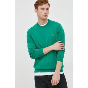 Bavlnený sveter Lacoste pánsky, zelená farba, tenký, vyobraziť