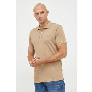 Bavlnené polo tričko Gant hnedá farba, jednofarebné vyobraziť
