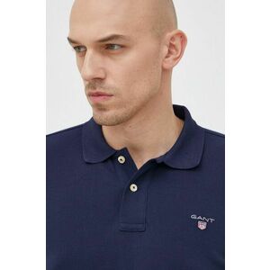 Bavlnené polo tričko Gant tmavomodrá farba, jednofarebné vyobraziť