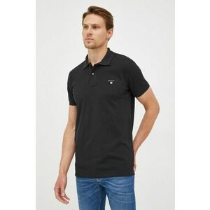 Bavlnené polo tričko Gant čierna farba, jednofarebné vyobraziť