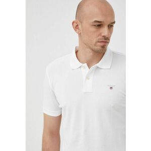 Bavlnené polo tričko Gant biela farba, jednofarebné vyobraziť