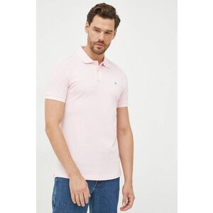 Bavlnené polo tričko Gant ružová farba, s nášivkou vyobraziť