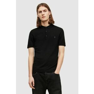 Polo tričko AllSaints pánske, čierna farba, jednofarebné vyobraziť