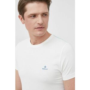 Bavlnené tričko Gant béžová farba, s nášivkou vyobraziť