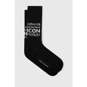 Ponožky Armani Exchange pánske, čierna farba vyobraziť