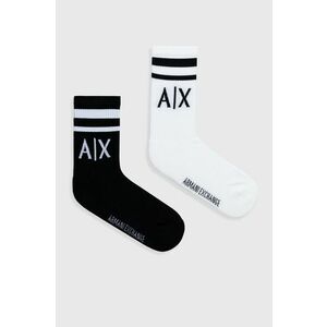 Ponožky Armani Exchange (2-pak) dámske, čierna farba vyobraziť